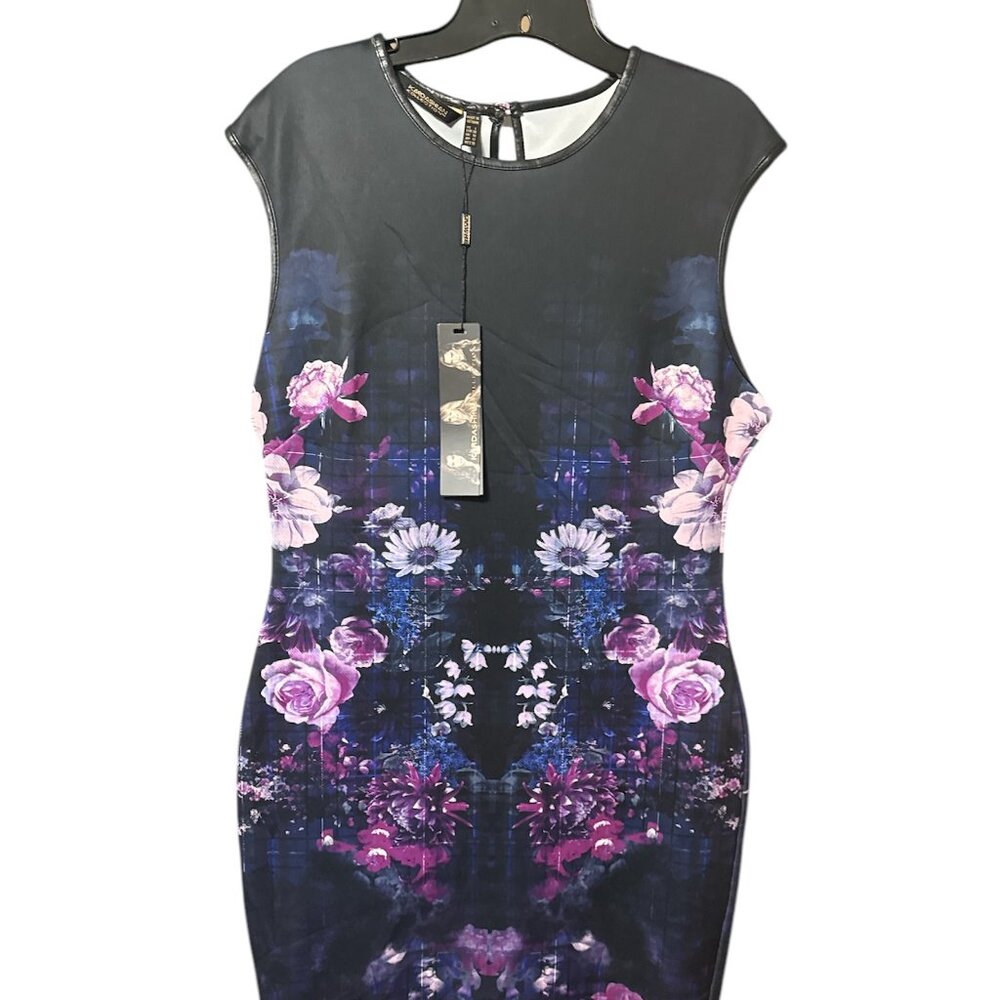 Kardashian Kollection Women's Sleeveless Sheath Dress-Floral Plaid
